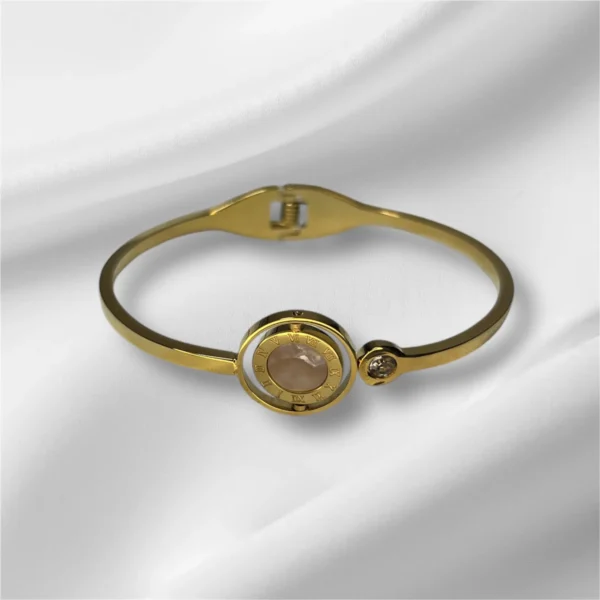 Reversible Charm Bracelet with Mica Shell Inlay & Roman Numerals - Available in Gold and Silver - Image 5